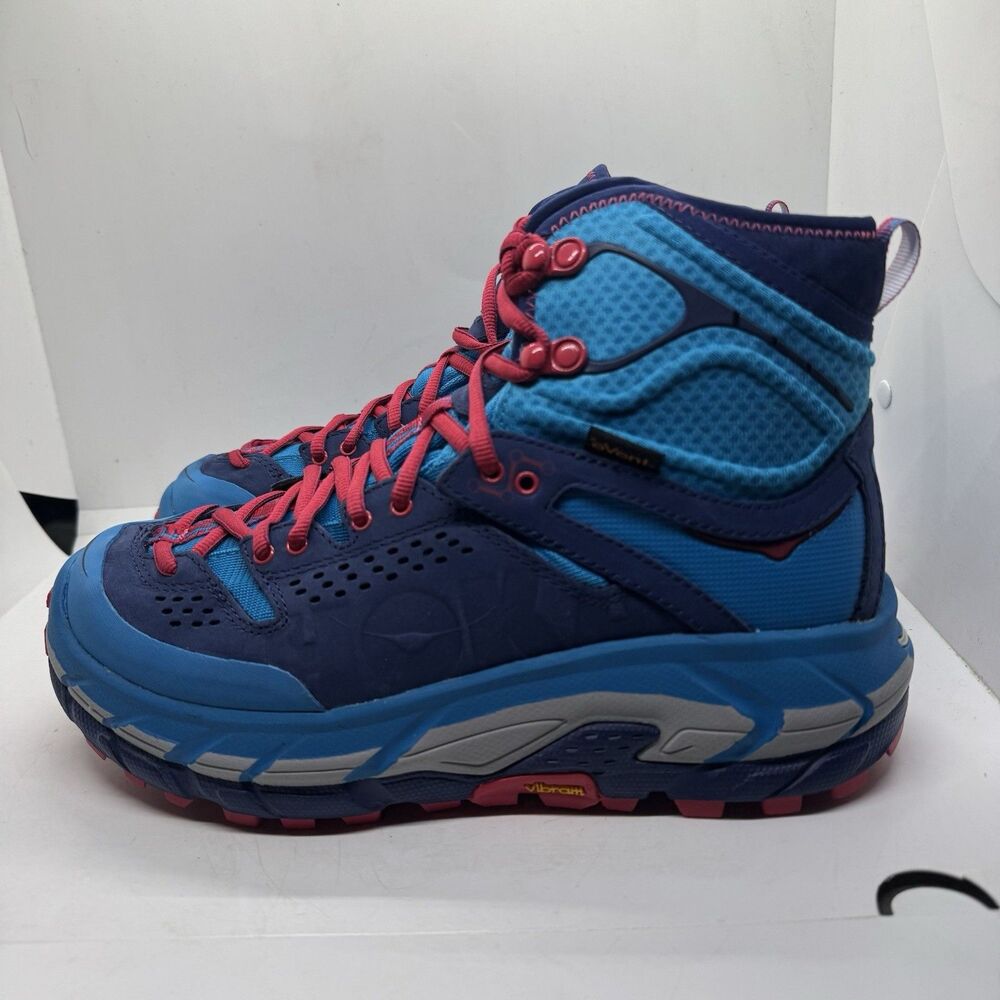 Hoka One One Tor Ultra Hi Shoes Womens 7.5 Blue Waterproof Hiking Sneakers